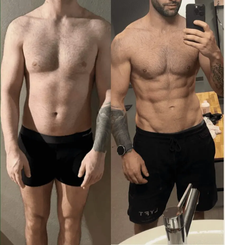 Før og etter-bilde av Ole Kristian etter 6 måneder med coaching